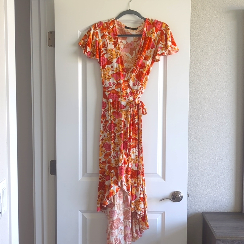 Floral Bohemium Midi Wrap Dress Women's Size M by Zesica